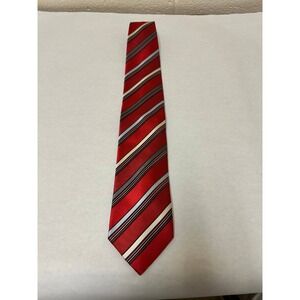 Ermenegildo Zegna Necktie Men's One Size Red‎ Striped 100% Silk Designer Classic